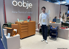 Emrecan of the Turkish brand Oobje. They have an in house design team but also hire other designers to design their colourful steel pieces. 