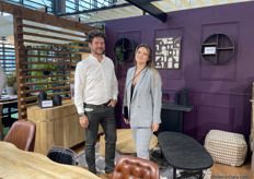 François Delannoy and Louise Decroix of the French brand Inditime. They had pieces of Indonesian recycled teak.