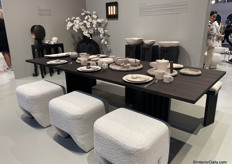 New at the fair was the dinnerware collection in travertine.