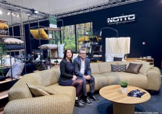 Agata Wesolowska and Krzystof Dukat of Polish company Notto on the bestseller of the fair.