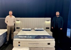 Yusuf (left) and Tarik at a bed by Turkish company Edina.