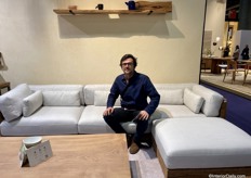 Founder Hugo from Oakame with the new outdoor sofa.