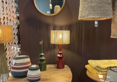 We saw many lamp bases made of ceramic, combined with shades crafted from natural materials.